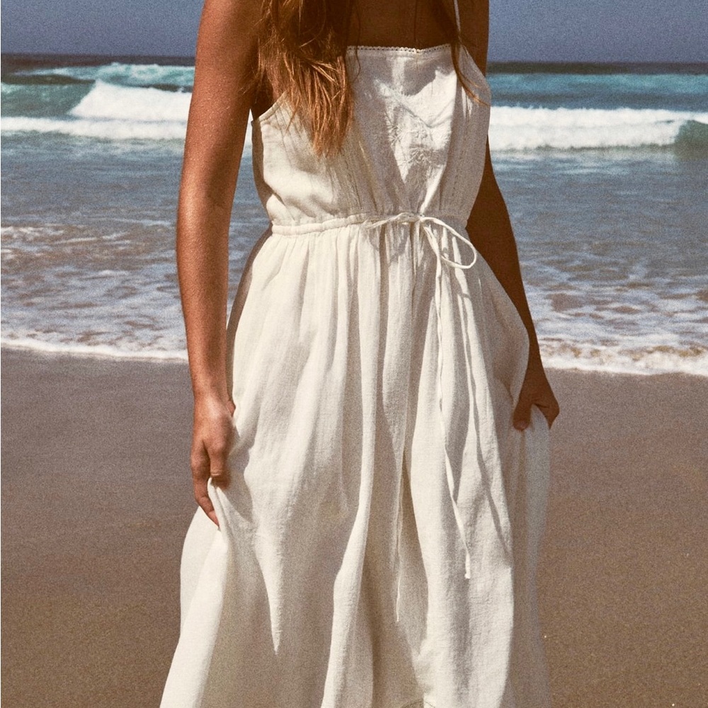 Zara Brand New Embroided Linen Blend Dress